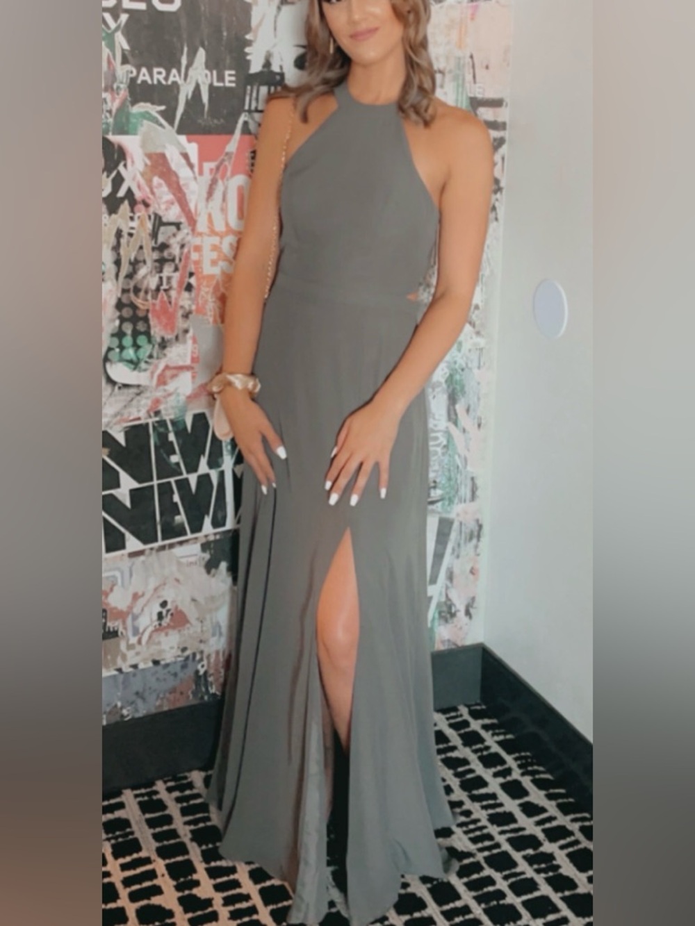 Halter Bridesmaid Dress - Steele Grey - NWT